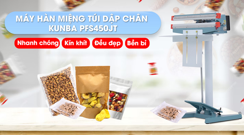 Máy hàn miệng túi dập chân Kunba PFS450JT