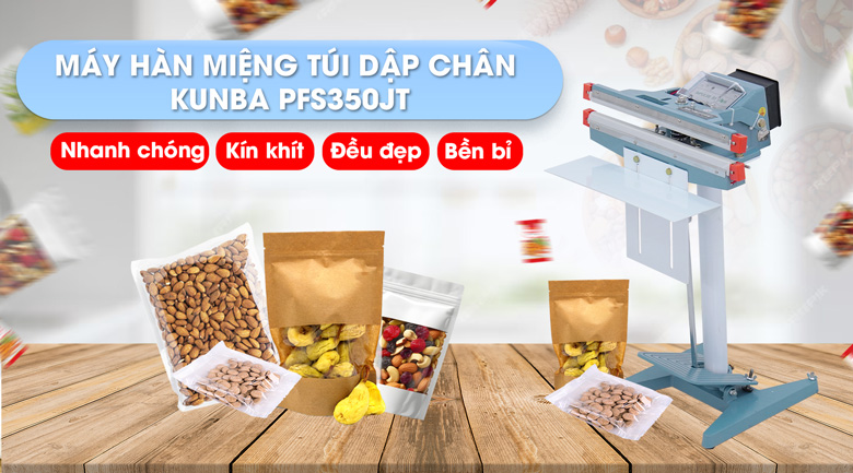 Máy hàn miệng túi dập chân Kunba PFS350JT