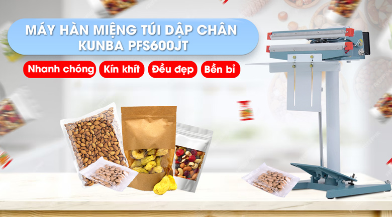 Máy hàn miệng túi dập chân Kunba PFS-600JT