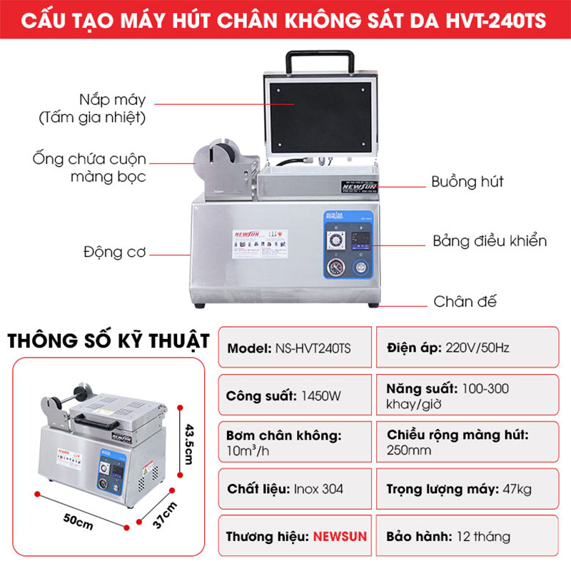 Cấu tạo máy hút sát da HVT-240TS