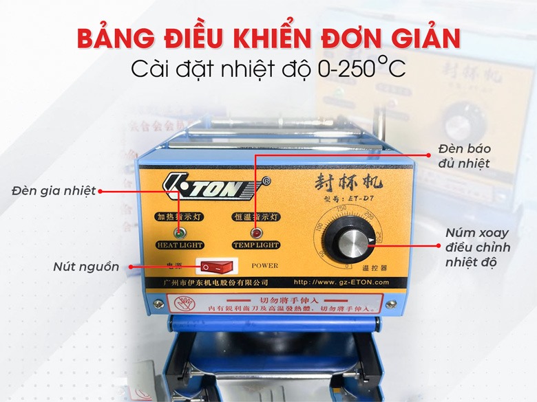 Máy dập cốc thủ công ET-D7 Bảng điều khiển đơn giản