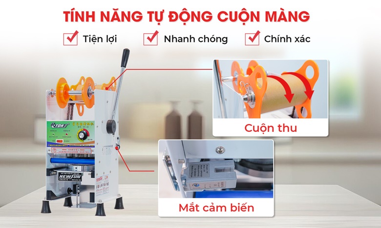 Máy dập cốc bán tự động ET-B9 Tính năng tự động cuộn màng tiện lợi