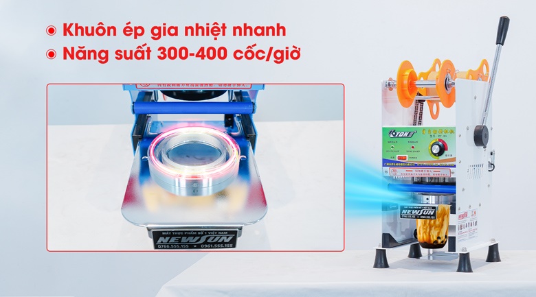 Máy dập cốc bán tự động ET-B9 Có thể dập lên tới 400 cốc/giờ