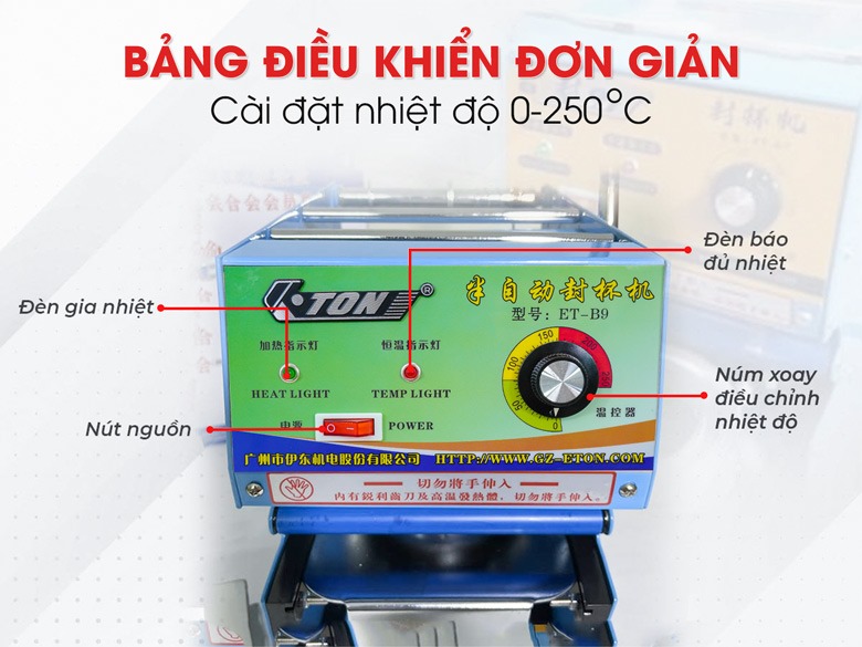 Máy dập cốc bán tự động ET-B9 Bảng điều khiển dễ vận hành