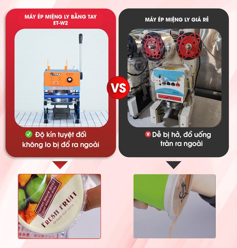 Máy dập cốc bằng tay ET-W2 Ép màng kín 100%