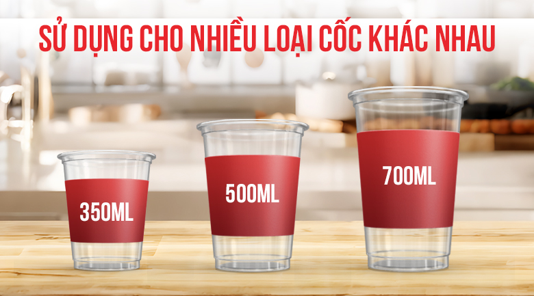 Sử dụng cho nhiều loại cốc khác nhau