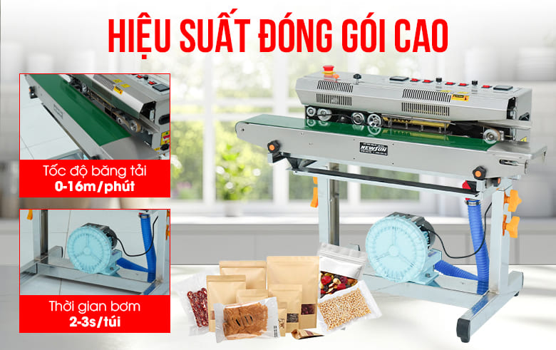 Máy hàn miệng túi thổi khí in date FRSC-10101L Hiệu suất đóng gói cao