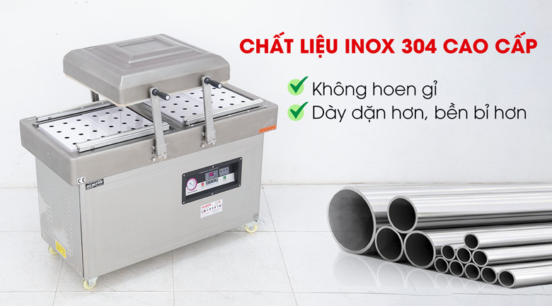 Máy hút chân không Kunba DZ500/2SA (2 buồng) Chất liệu inox 304 cao cấp, bền bỉ