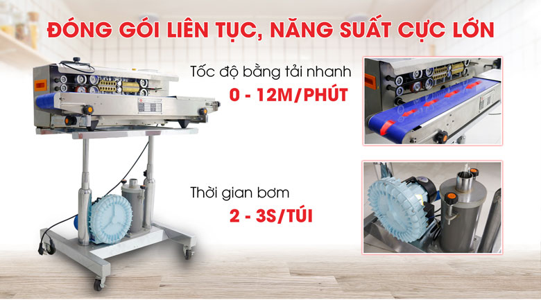 Công suất cao, cho phép đóng gói liên tục