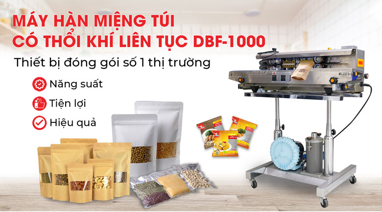Máy hàn miệng túi thổi khí liên tục DBF-1000
