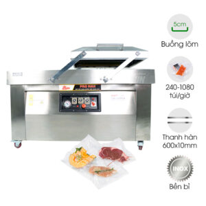 Máy ép chân không DZQ600-2SB Promax (2 buồng lõm 5cm)