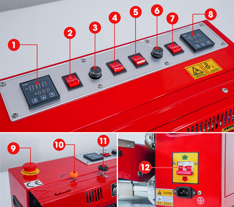 Máy hàn miệng túi in date Kunba FRM-980 Bảng điều khiển hiện đại, dễ sử dụng