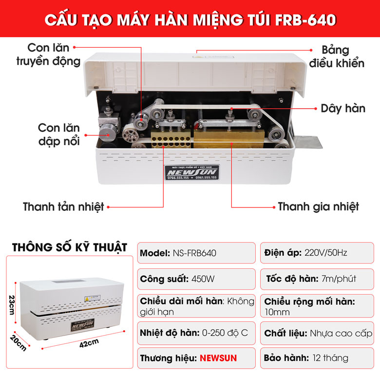 Cấu tạo của Máy hàn miệng túi mini FRB-640