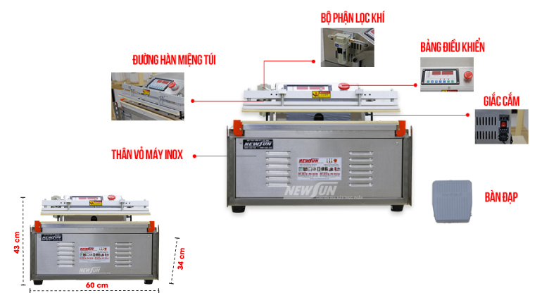 Cấu tạo máy ép chân không vòi ngoài VS500