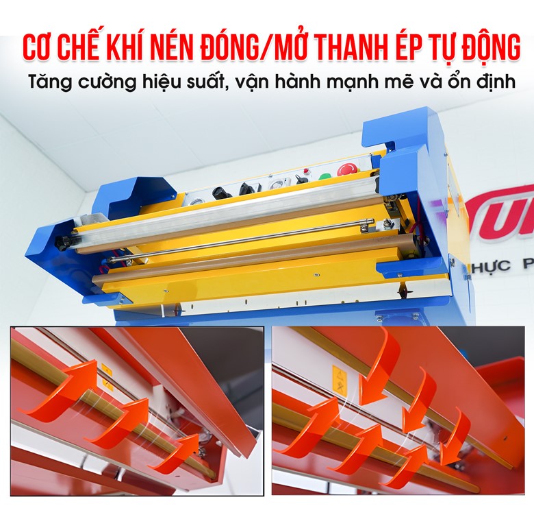 Hoạt động nhờ cơ chế khí nén,