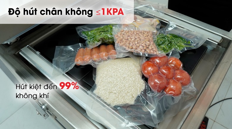 Hút chân không gần tuyệt đối 99% – Bảo quản nhiều sản phẩm dài ngày