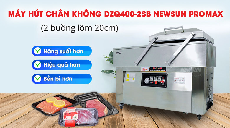 Máy ép chân không DZQ400-2SB Promax (2 buồng lõm 20cm)