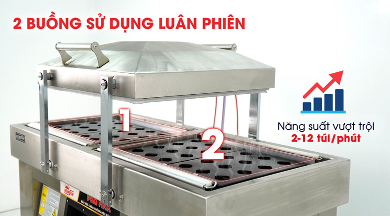 Trang bị 2 buồng hút – Tăng năng suất gấp 1,5 lần
