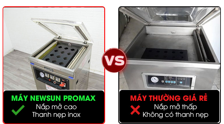 Thiết kế nắp máy mở cao, có thêm thanh nẹp inox