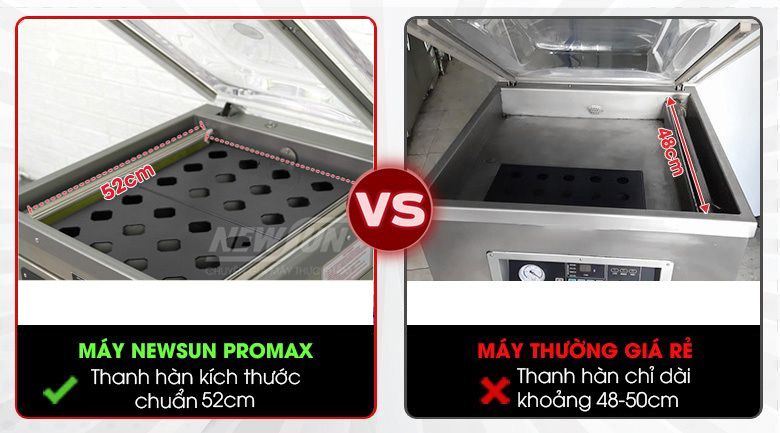 Buồng hút rộng – Thanh hàn dài 52cm – Tối ưu năng suất đóng gói 