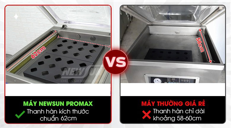 Buồng hút rộng rãi - Thiết kế thanh hàn dài giúp đóng gói nhanh hơn 