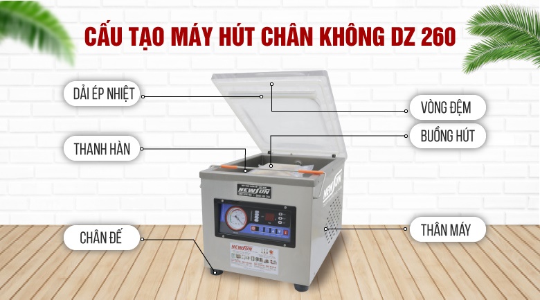 Máy ép chân không DZ260 Cấu tạo máy ép chân không DZ260