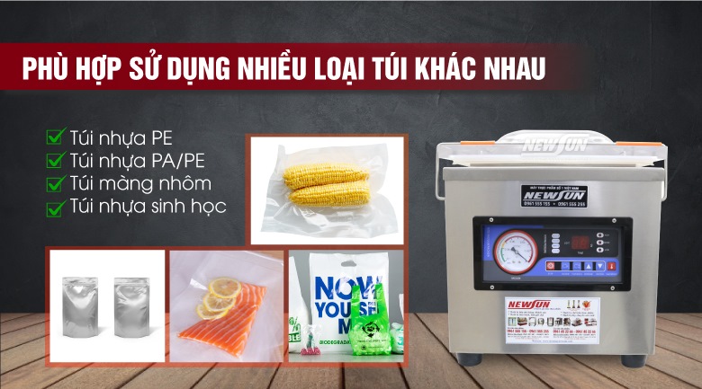 Máy ép chân không DZ260 2 chức năng trong 1: hút chân không và hàn miệng túi