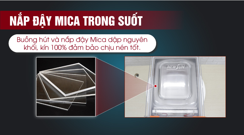Máy ép chân không DZ260 Nắp mica trong suốt, dễ dàng quan sát quá trình hút