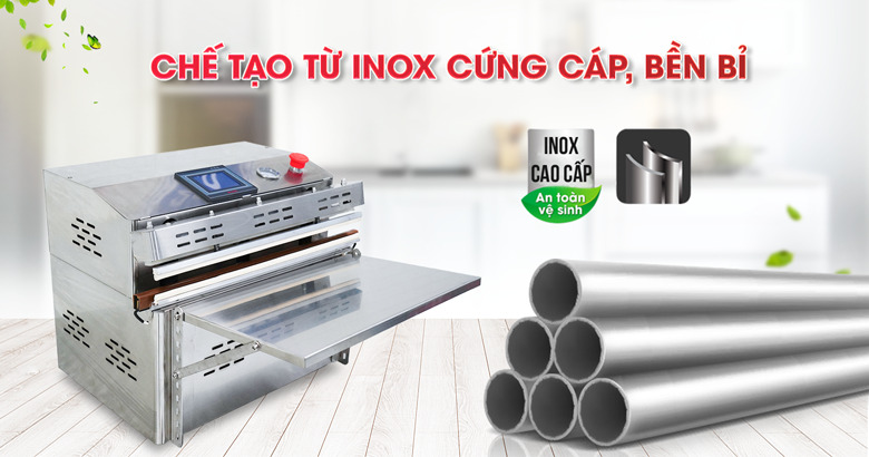 Máy được chế tạo từ inox cứng cáp và bền bỉ